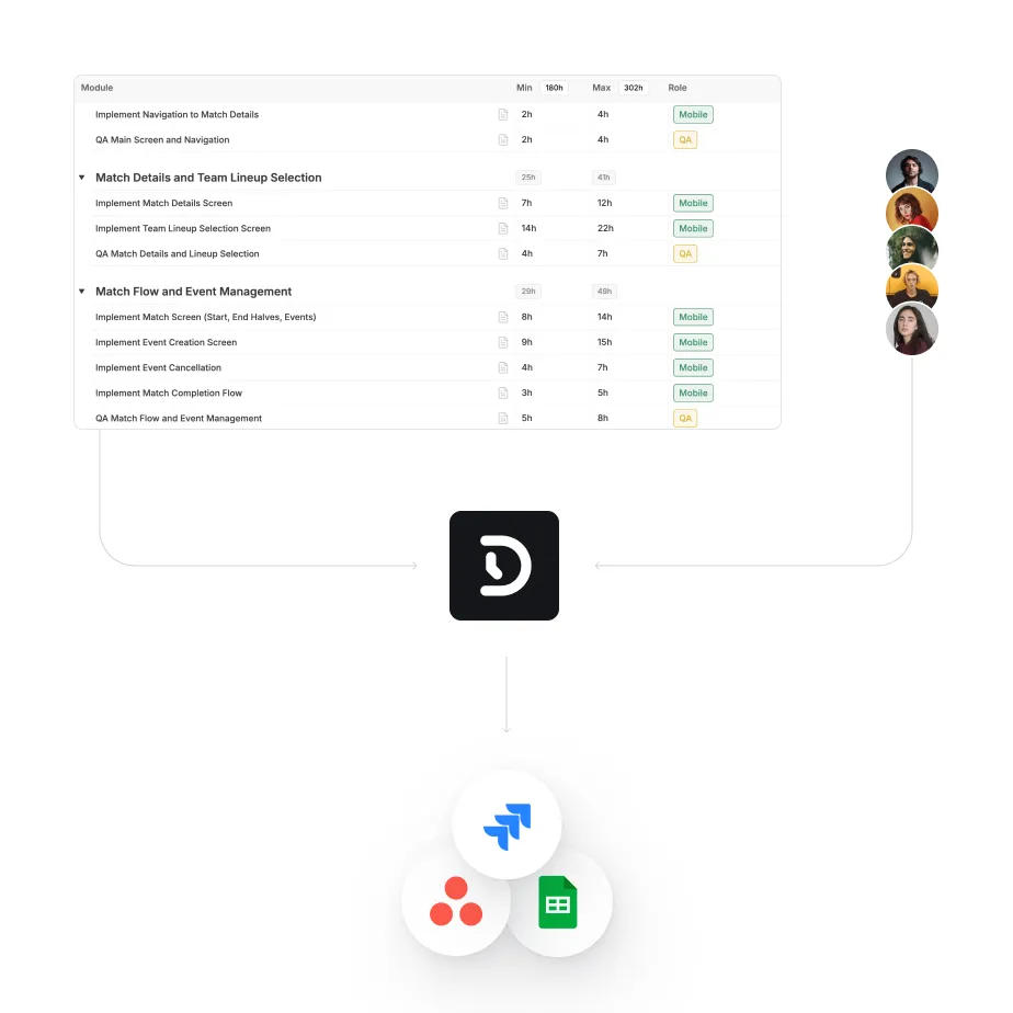 Exports to
 Jira, Asana & Excel